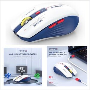 RAPIQUE Bluetooth Wireless Mouse - (BT1/BT2+USB)